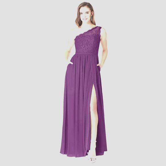 Azazie bridesmaid dress prom Size A10 GRAPE not dusty purple. pockets - Picture 3 of 9